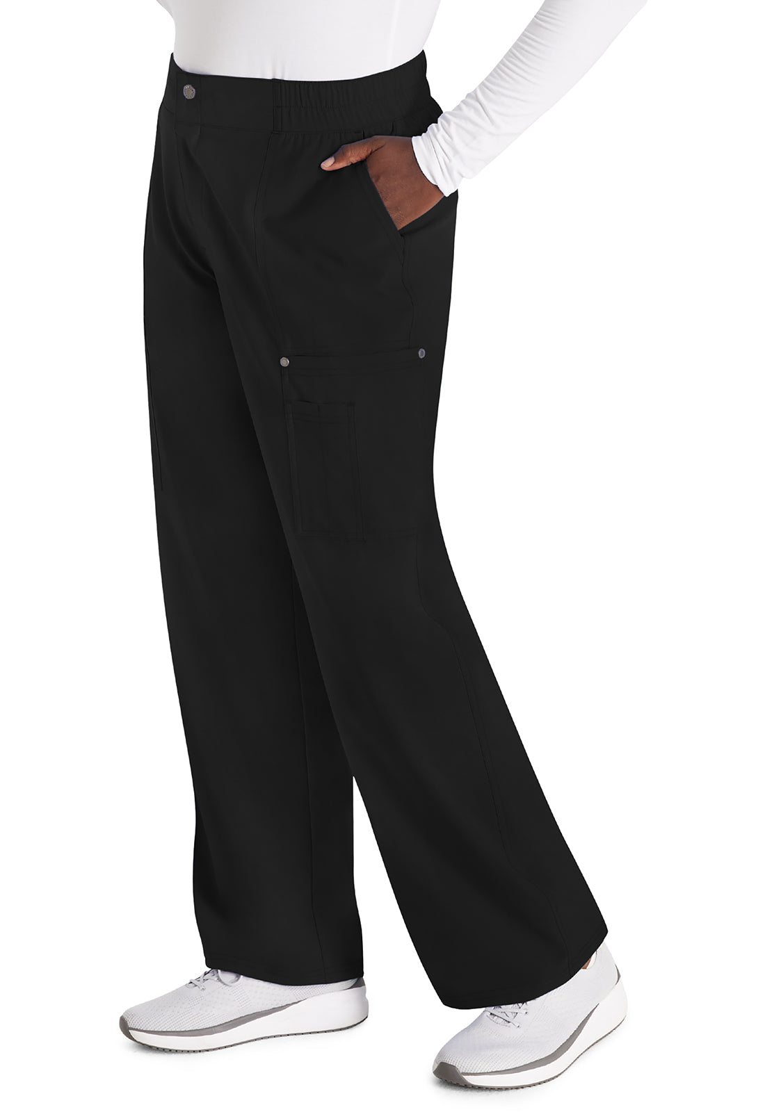 EDS NXT DK219 Mid Rise Zip Fly Wide Leg Cargo Pants Black Model Image Right Side | Dickies