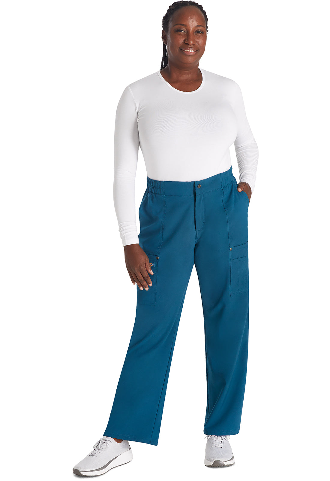 EDS NXT DK219 Mid Rise Zip Fly Wide Leg Cargo Pants Caribbean Blue