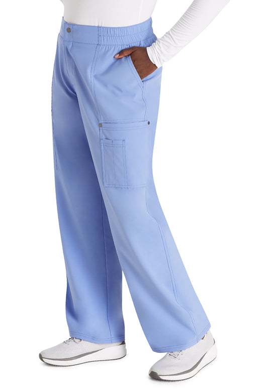 EDS NXT DK219 Mid Rise Zip Fly Wide Leg Cargo Pants Ciel Model Image Right Side | Dickies