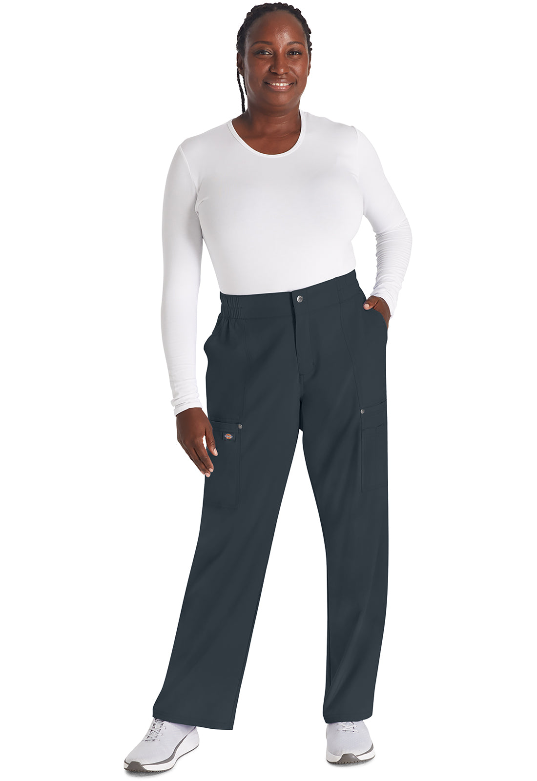 EDS NXT DK219 Mid Rise Zip Fly Wide Leg Cargo Pants Pewter