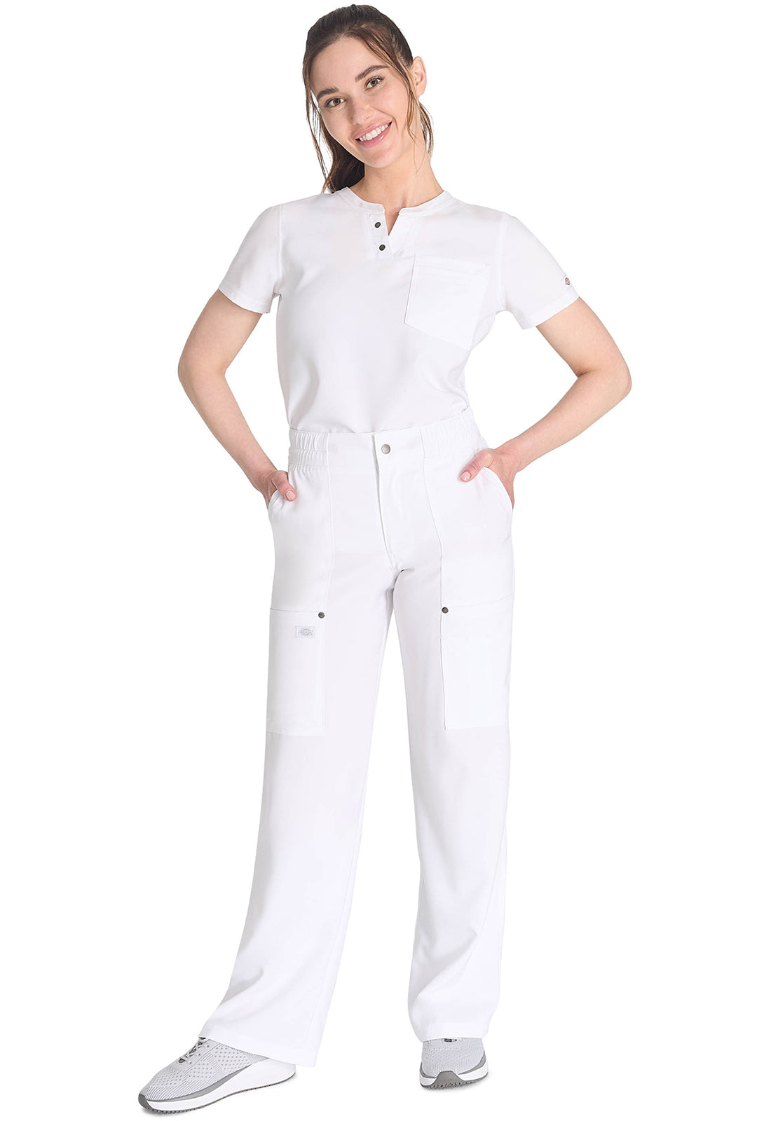 EDS NXT DK219 Mid Rise Zip Fly Wide Leg Cargo Pants White