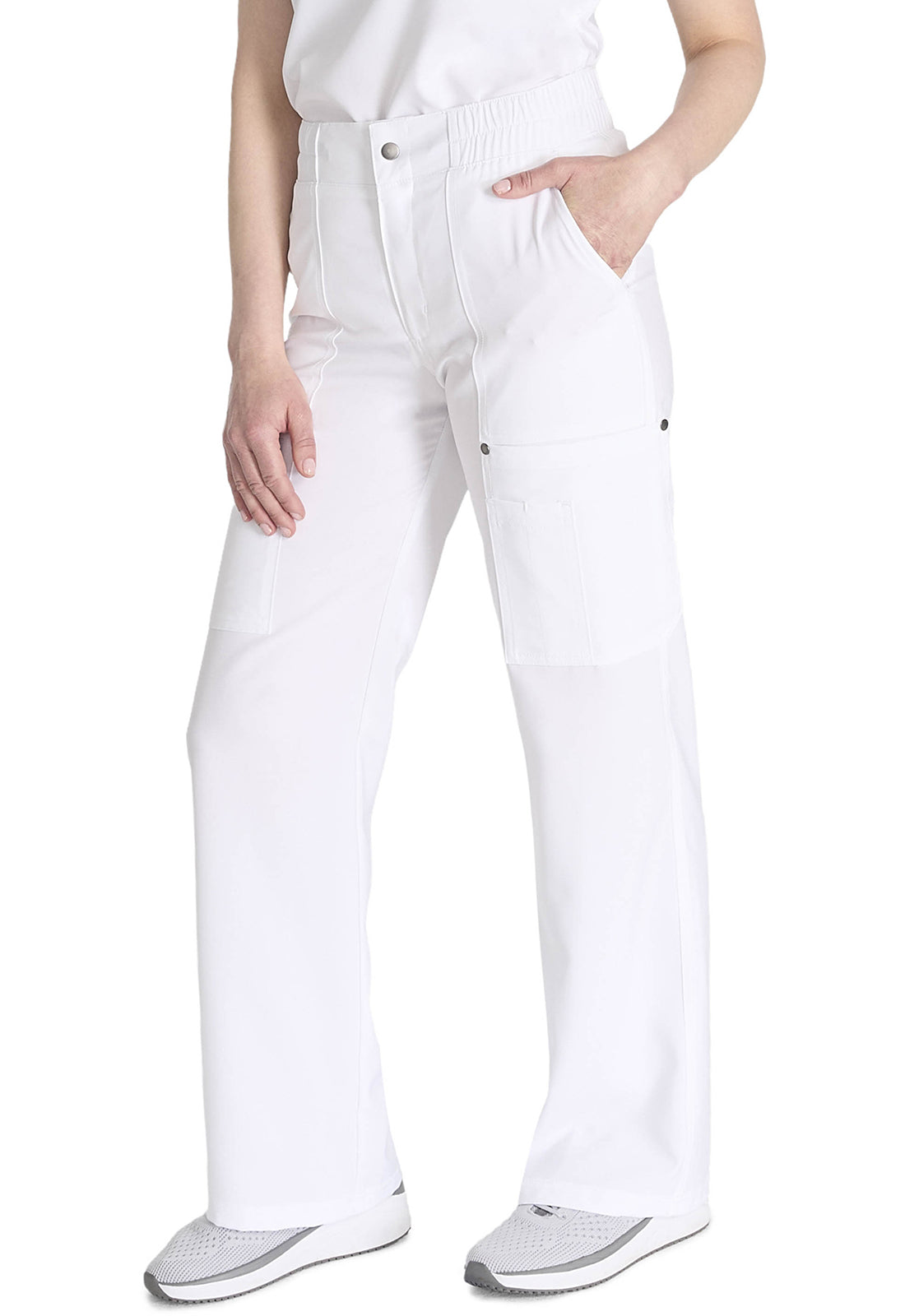 EDS NXT DK219 Mid Rise Zip Fly Wide Leg Cargo Pants White Model Image Right Side | Dickies