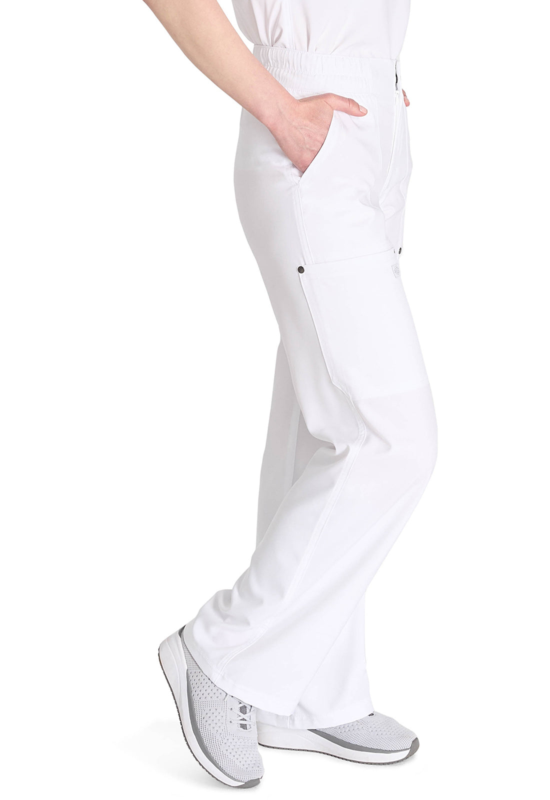 EDS NXT DK219 Mid Rise Zip Fly Wide Leg Cargo Pants White Model Image Left Side | Dickies