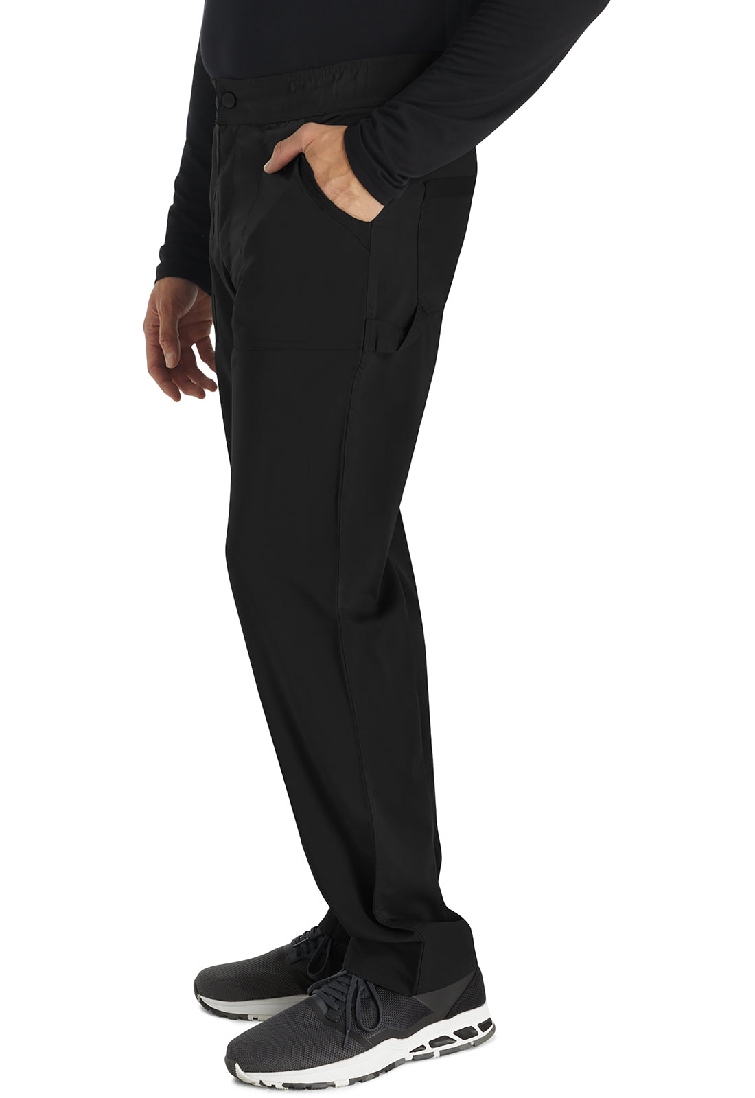 Balance DK220 Men's Mid Rise Straight Leg Pants Black Model Image Right Side | Dickies