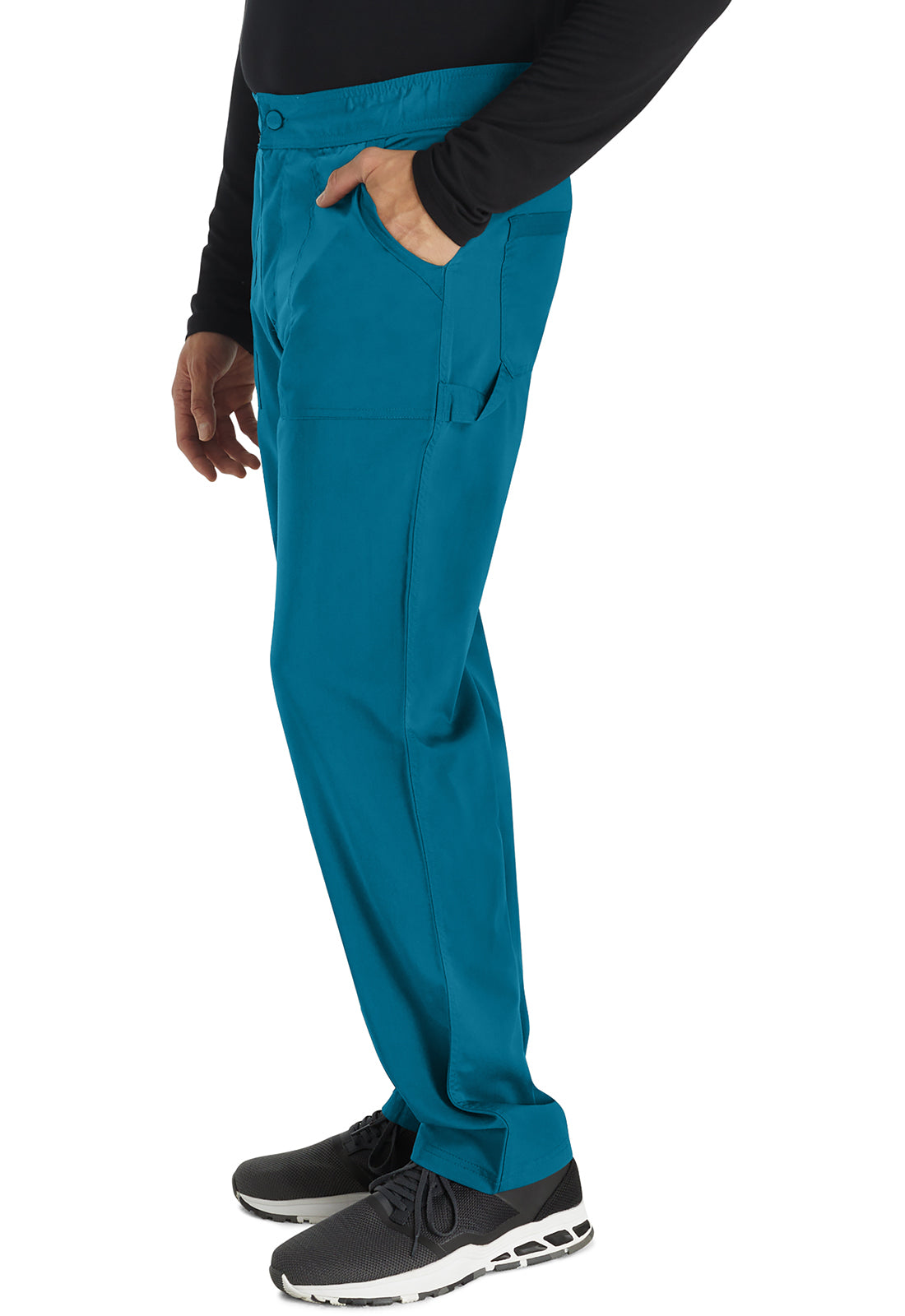 Balance DK220 Men's Mid Rise Straight Leg Pants Caribbean Blue Model Image Right Side | Dickies