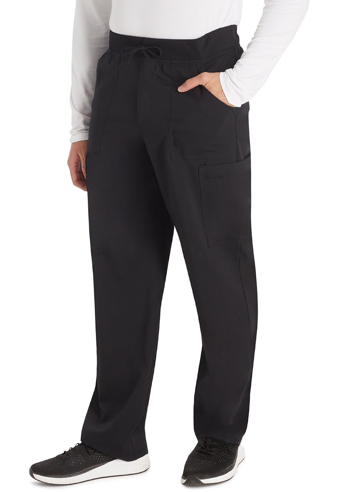 Balance DK270 Men's Mid Rise Zip Fly Straight Leg Pants Black Model Image Front | Dickies