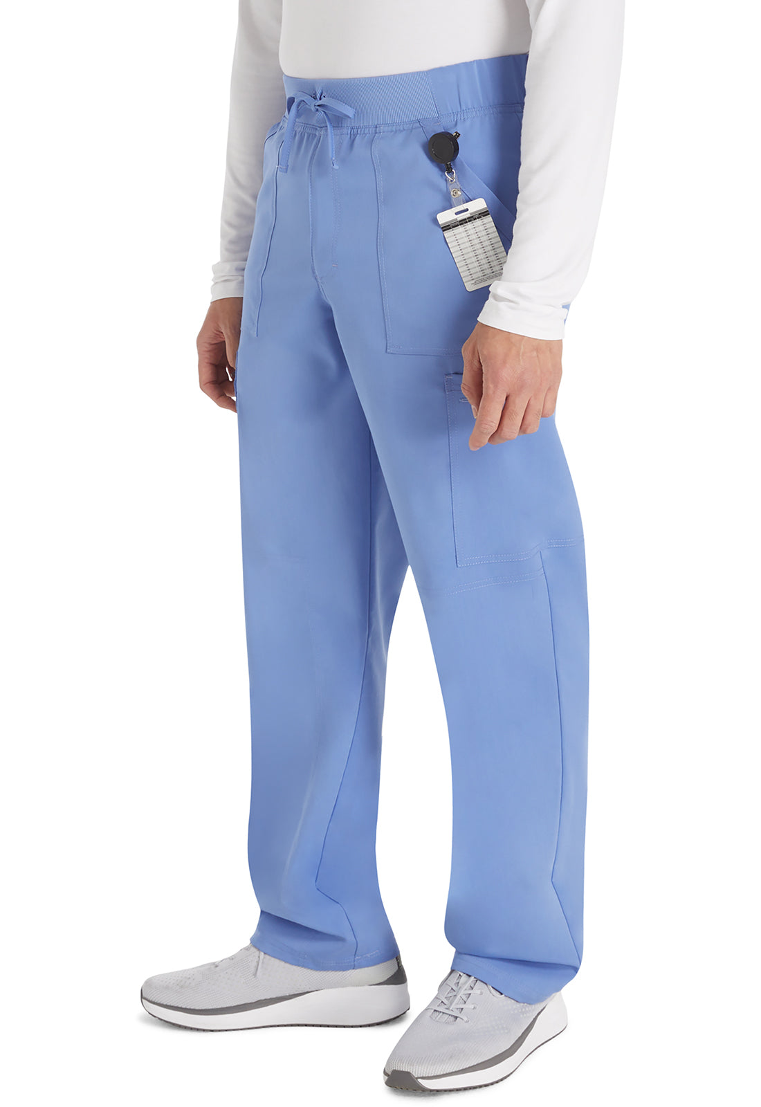 Balance DK270 Men's Mid Rise Zip Fly Straight Leg Pants Ciel Model Image Right Side | Dickies