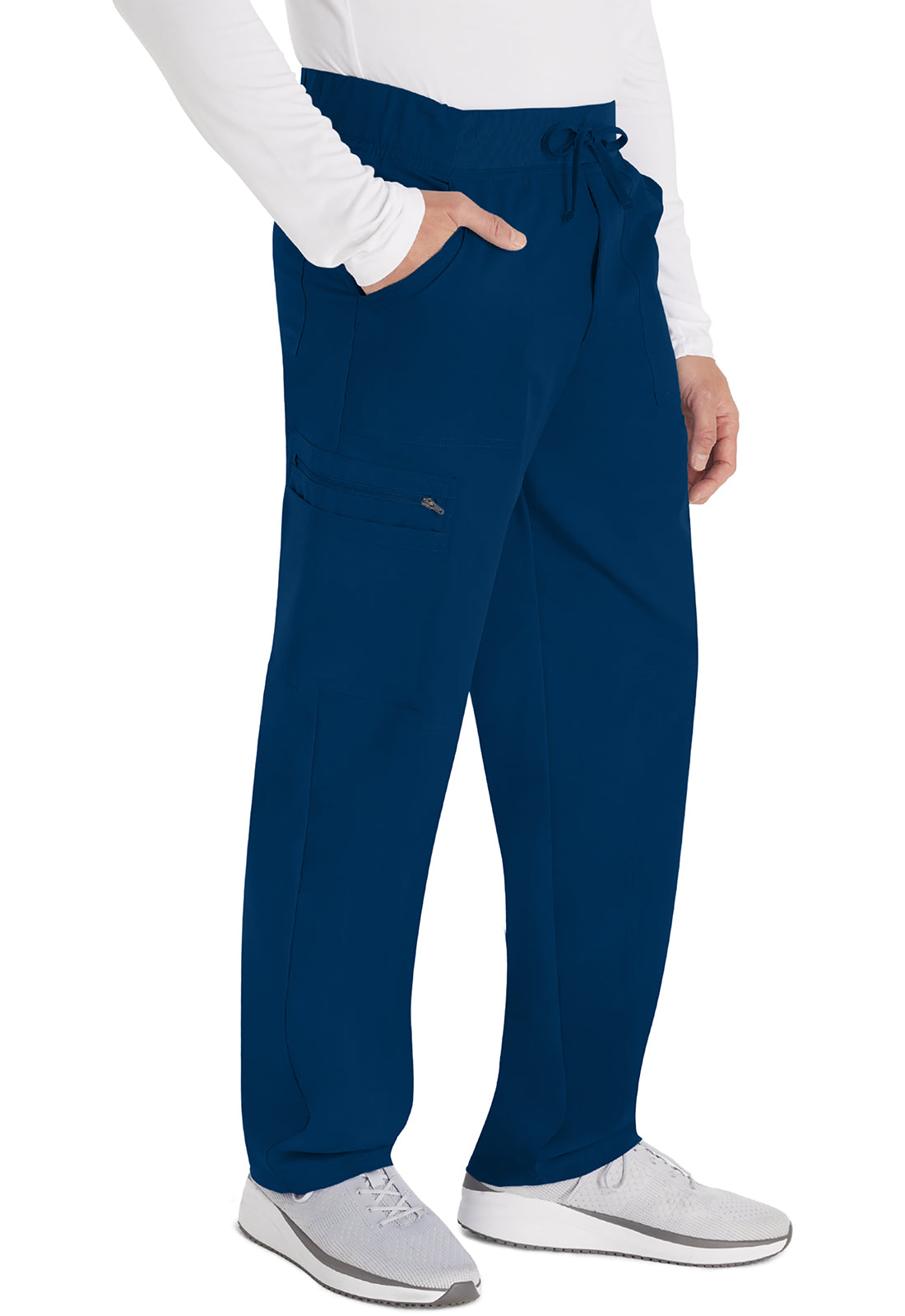 Balance DK270 Men's Mid Rise Zip Fly Straight Leg Pants Navy Model Image Left Side | Dickies