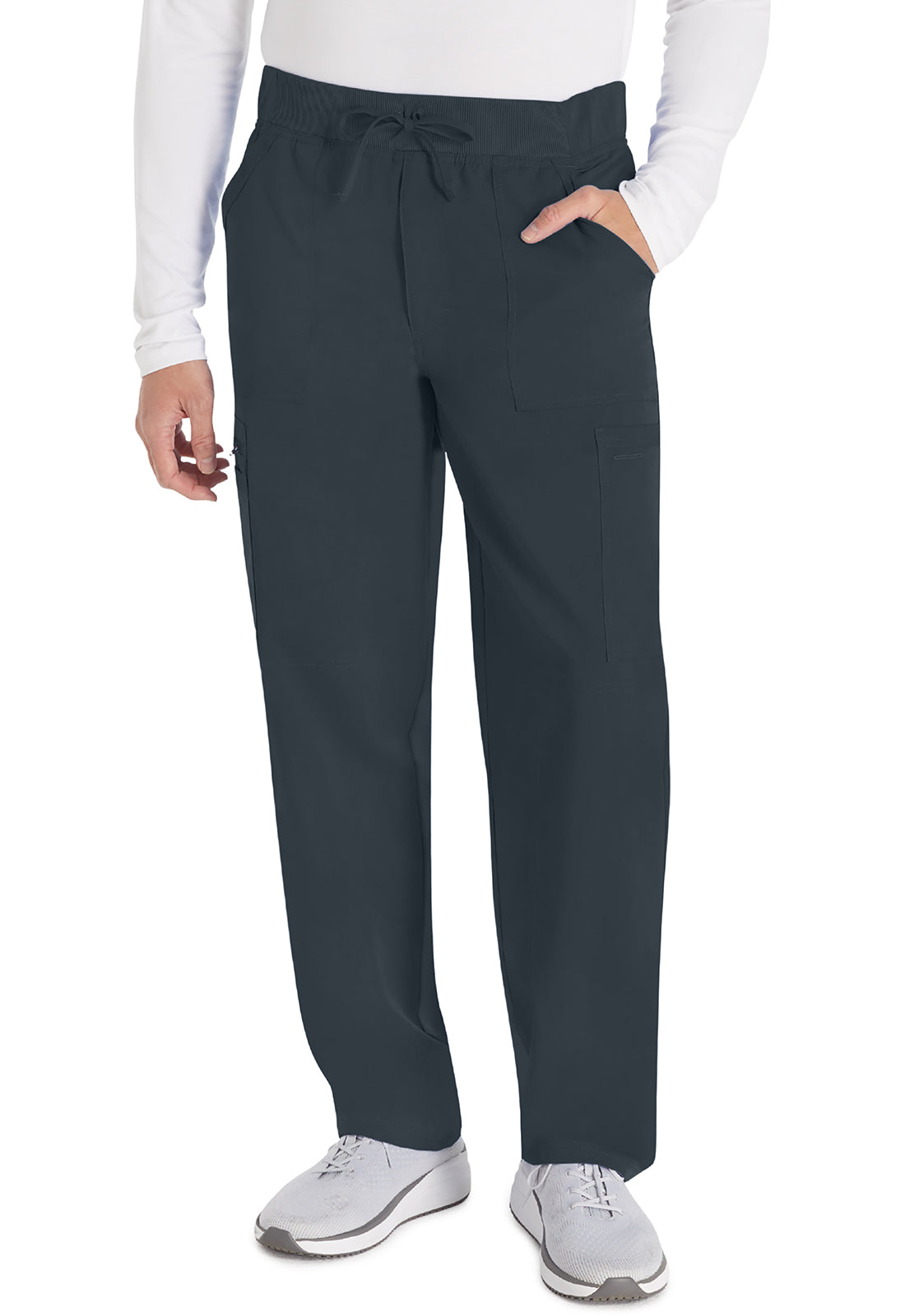 Balance DK270 Men's Mid Rise Zip Fly Straight Leg Pants Pewter Model Image Front | Dickies