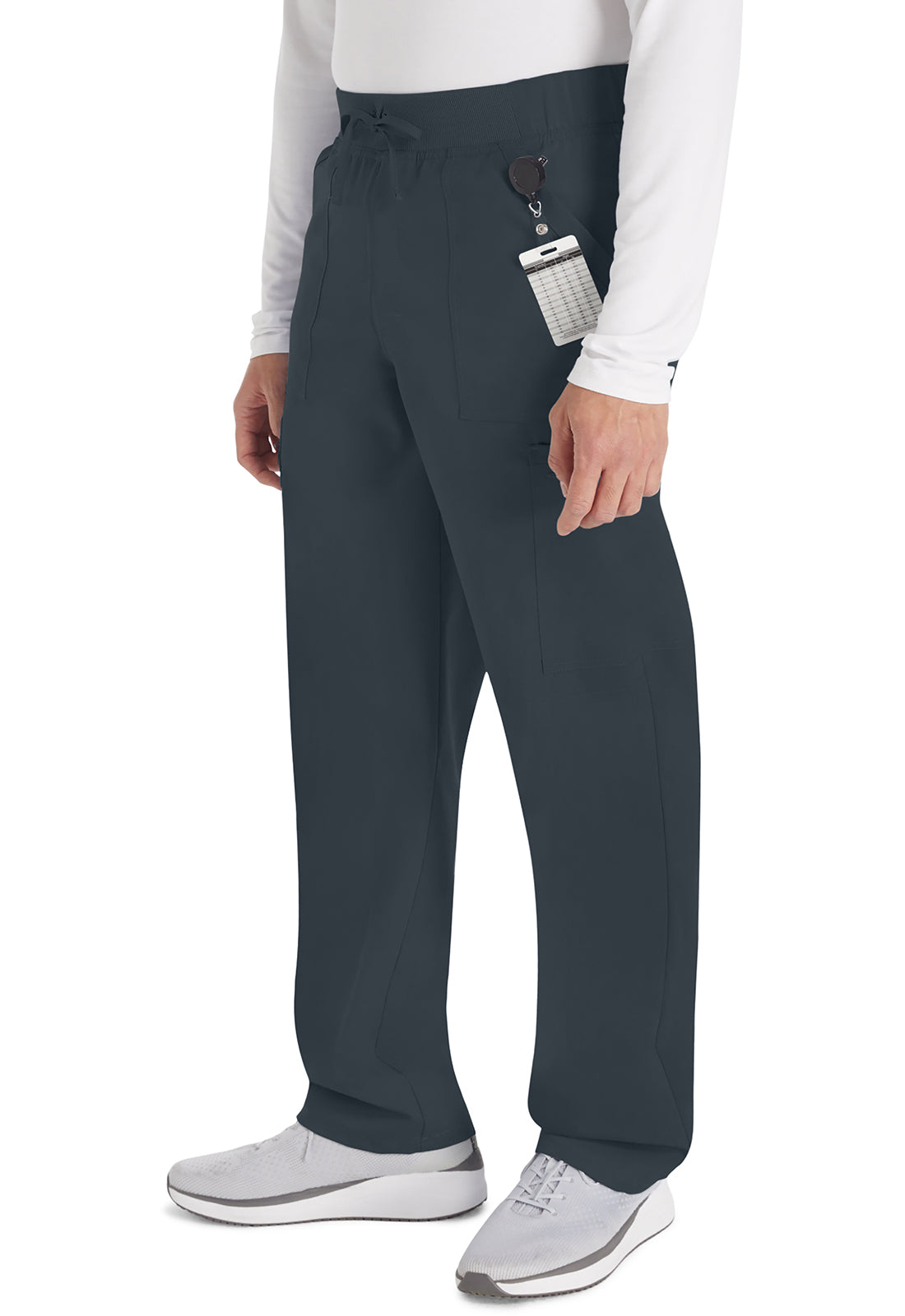 Balance DK270 Men's Mid Rise Zip Fly Straight Leg Pants Pewter Model Image Right Side | Dickies