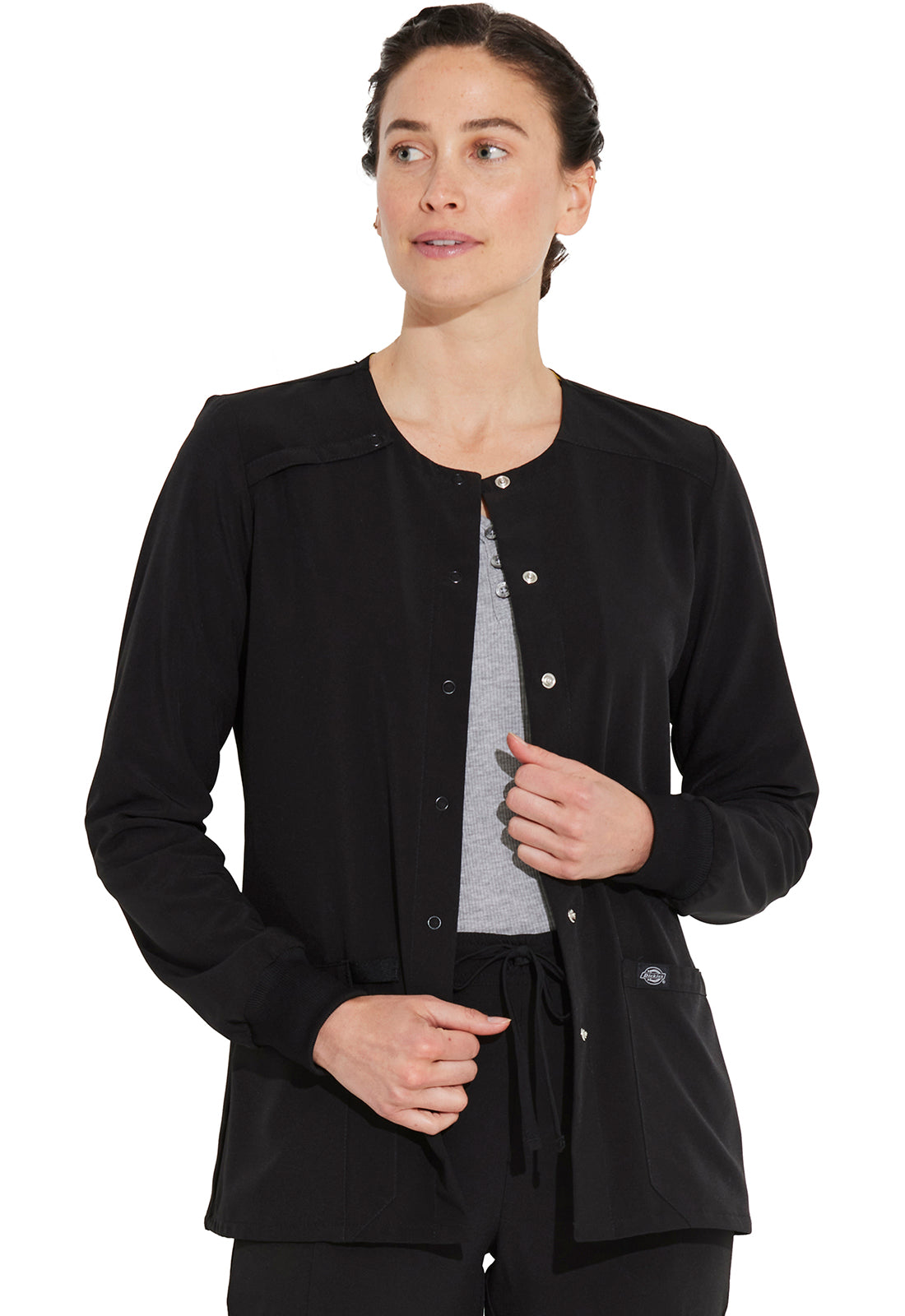 Cleveland Clinic EDS Essentials DK305 Snap Front Warm-up Jacket Black