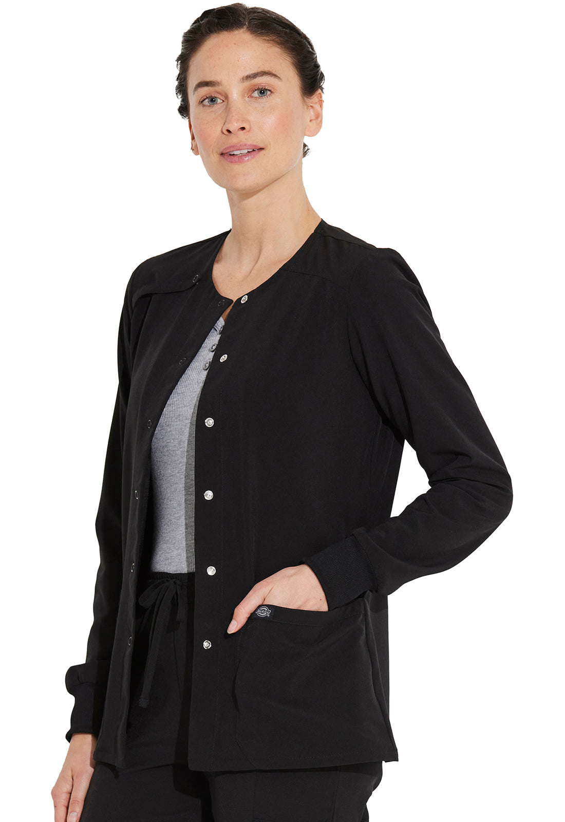 Cleveland Clinic EDS Essentials DK305 Snap Front Warm-up Jacket Black