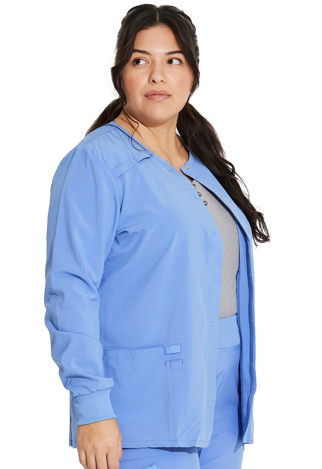 Cleveland Clinic EDS Essentials DK305 Snap Front Warm-up Jacket Ciel