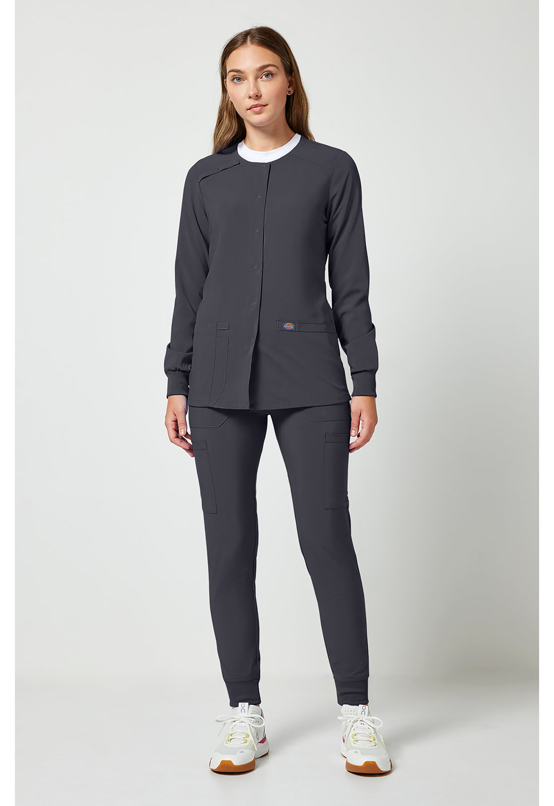 EDS Essentials DK305 Women's Snap Front Warm-up Jacket Pewter