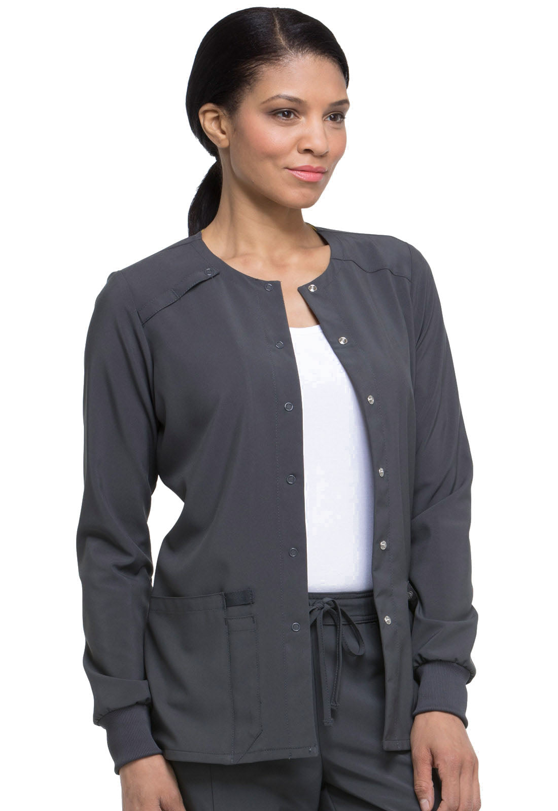 Cleveland Clinic EDS Essentials DK305 Snap Front Warm-up Jacket Pewter