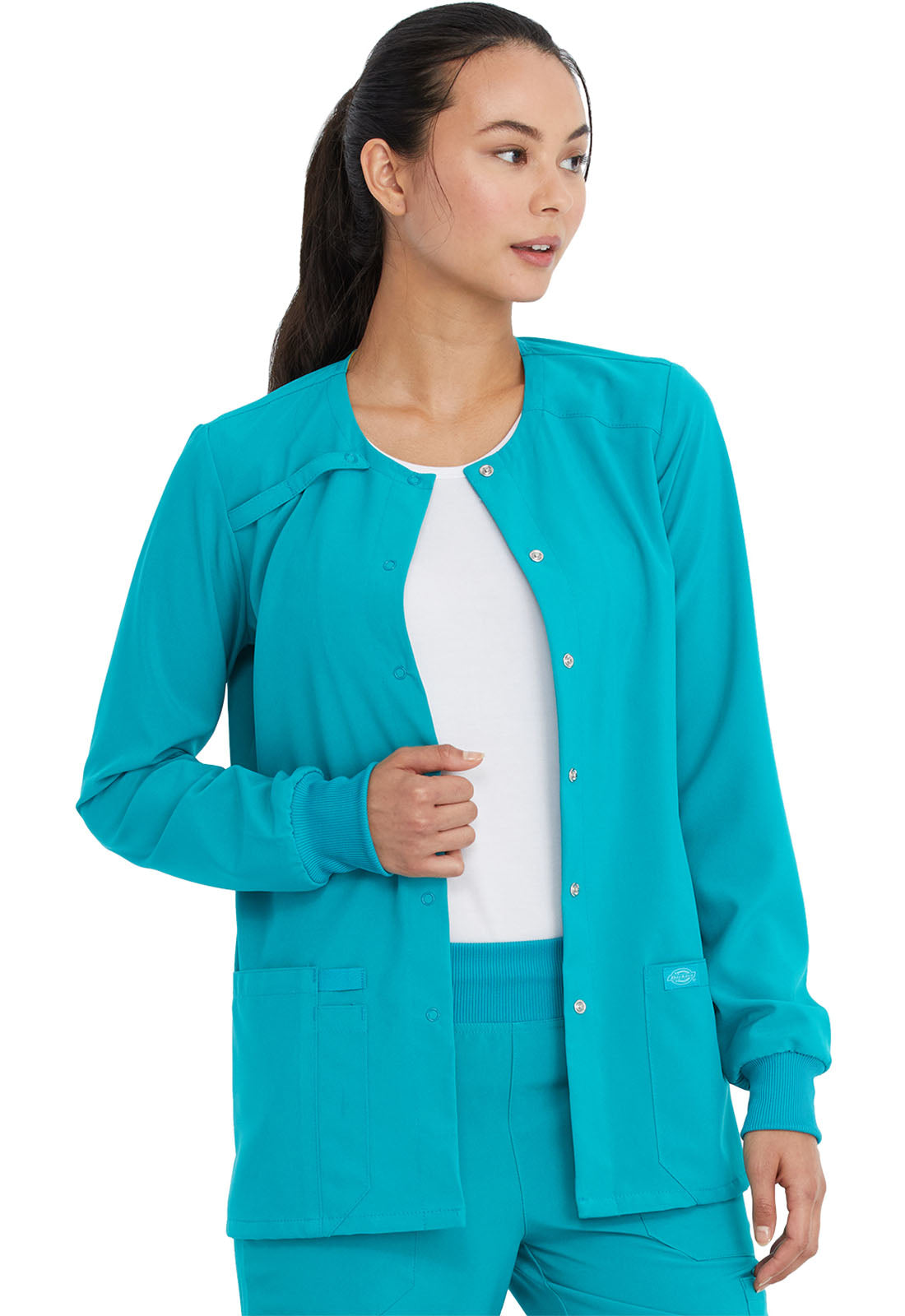 Cleveland Clinic EDS Essentials DK305 Snap Front Warm-up Jacket Teal Blue