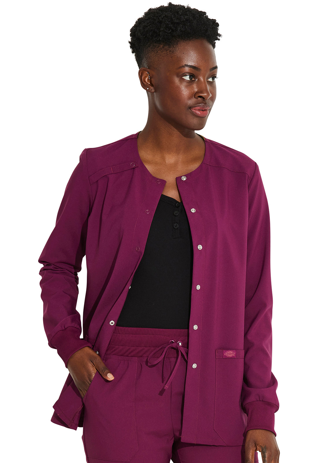 Cleveland Clinic EDS Essentials DK305 Snap Front Warm-up Jacket Wine