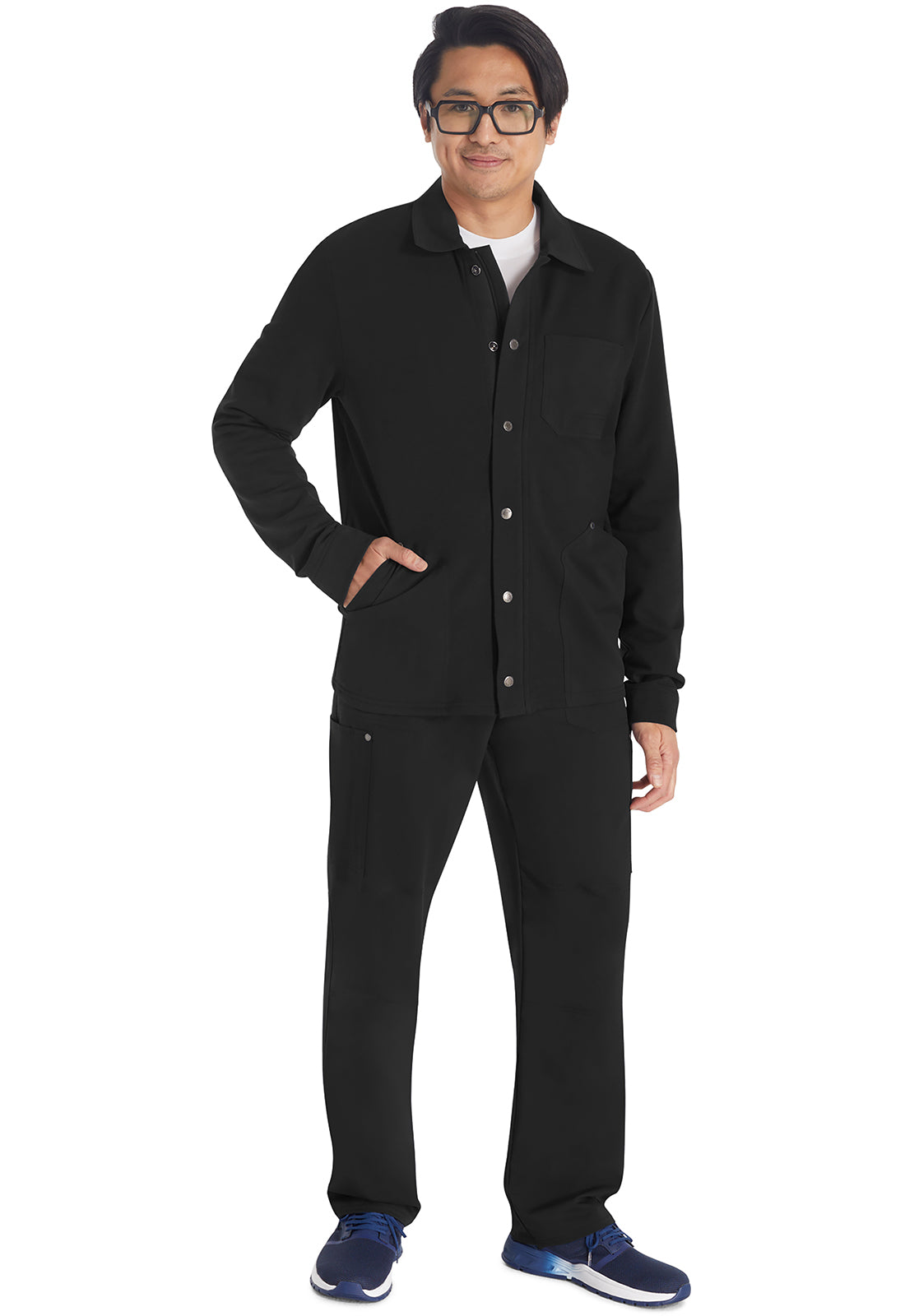 EDS NXT DK318 Men's Zip Front Fleece Jacket Black | Scrubs for Men