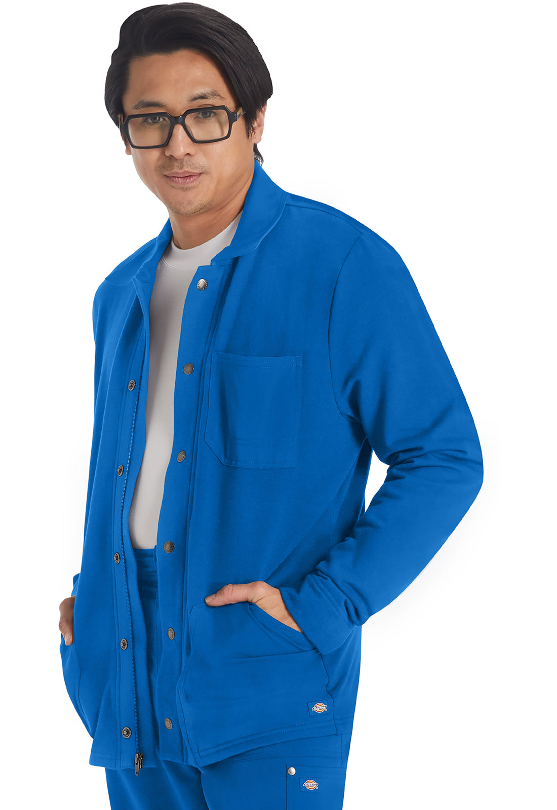 EDS NXT DK318 Men's Zip Front Fleece Jacket Royal Model Image Right Side | Dickies