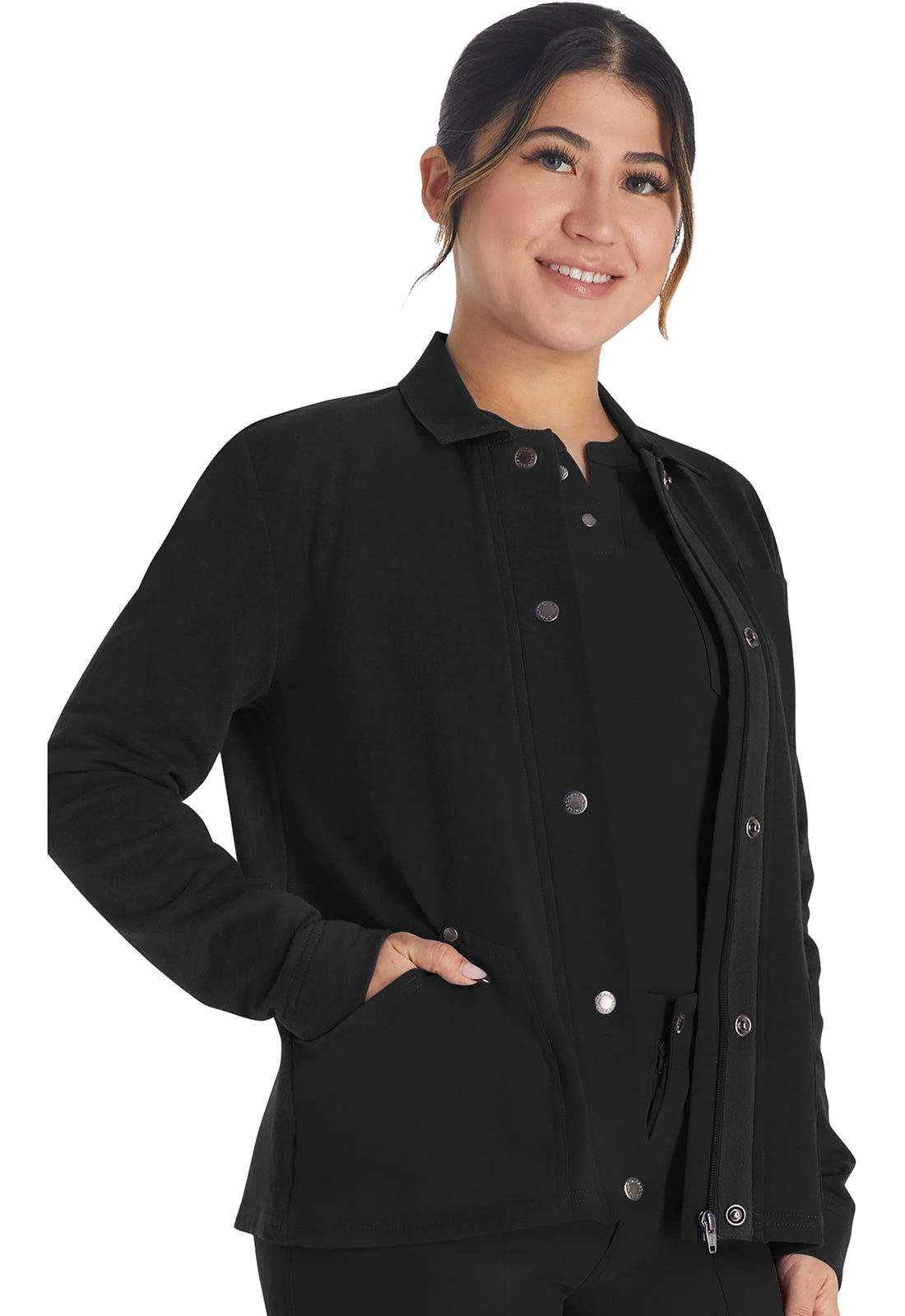 EDS NXT DK319 Zip Front Fleece Jacket Black Model Image Front | Dickies