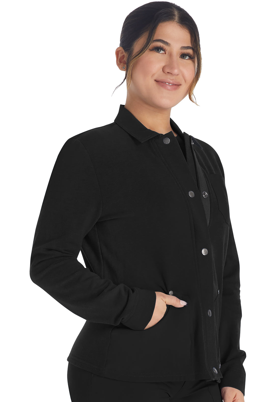 EDS NXT DK319 Zip Front Fleece Jacket Black Model Image Left Side | Dickies