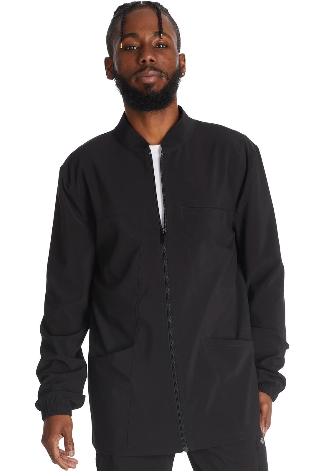 EDS Essentials DK342 Men's Zip Front Jacket Black Model Image Front | Dickies