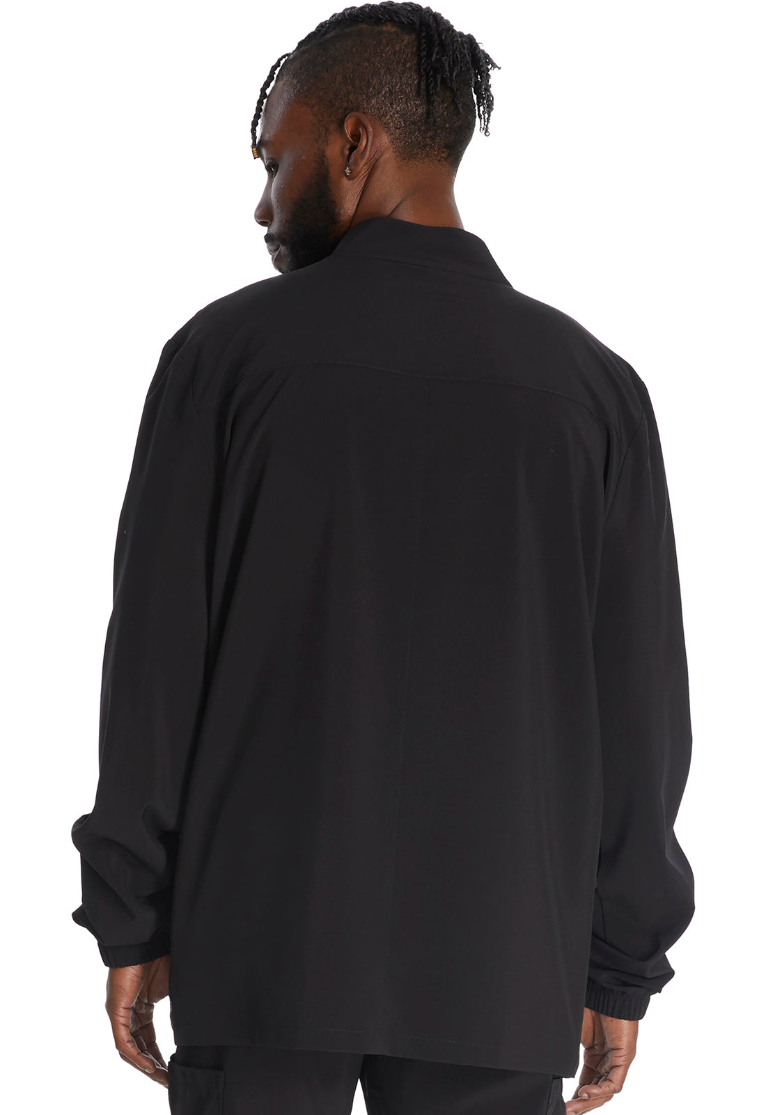 EDS Essentials DK342 Men's Zip Front Jacket Black Model Image Back | Dickies