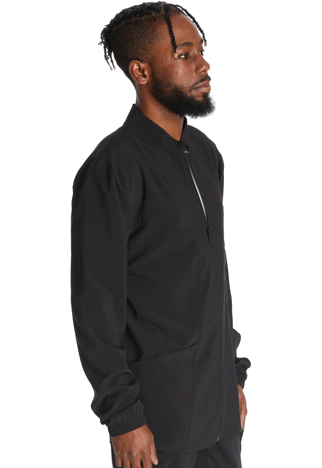 EDS Essentials DK342 Men's Zip Front Jacket Black Model Image Left Side | Dickies