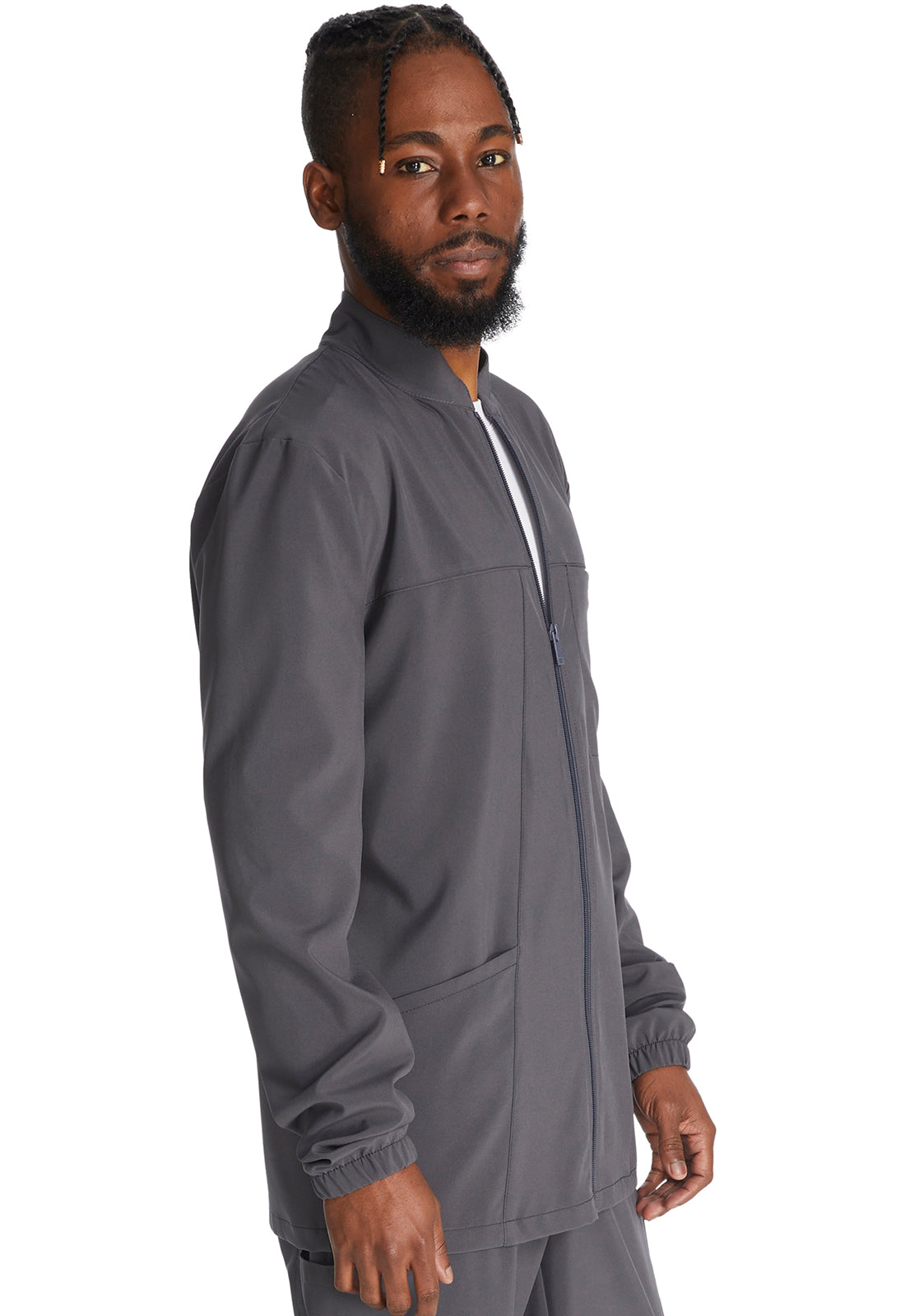 EDS Essentials DK342 Men's Zip Front Jacket Pewter Model Image Left Side | Dickies