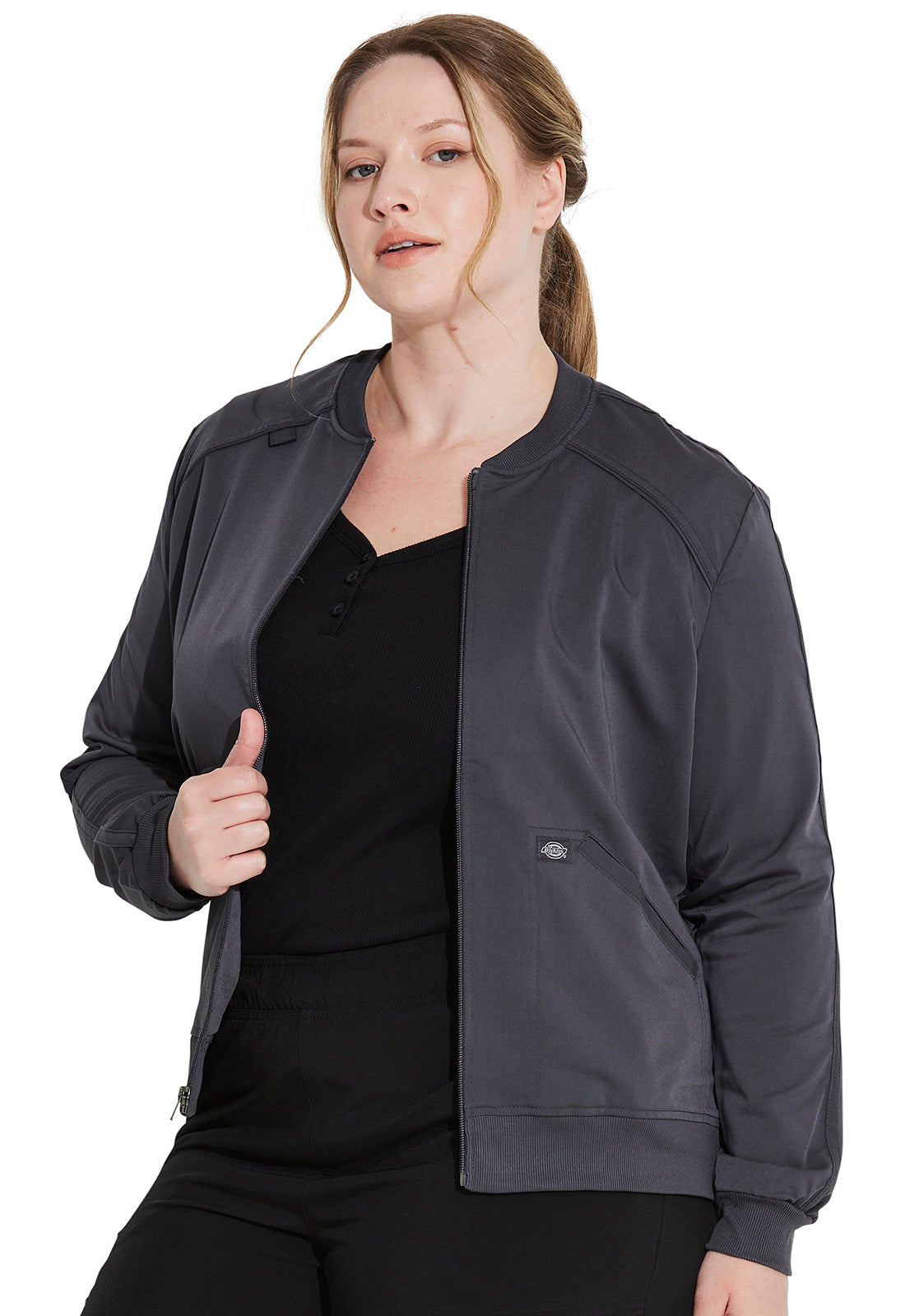 Balance DK365 Zip Front Jacket Pewter Model Image Right Side | Dickies