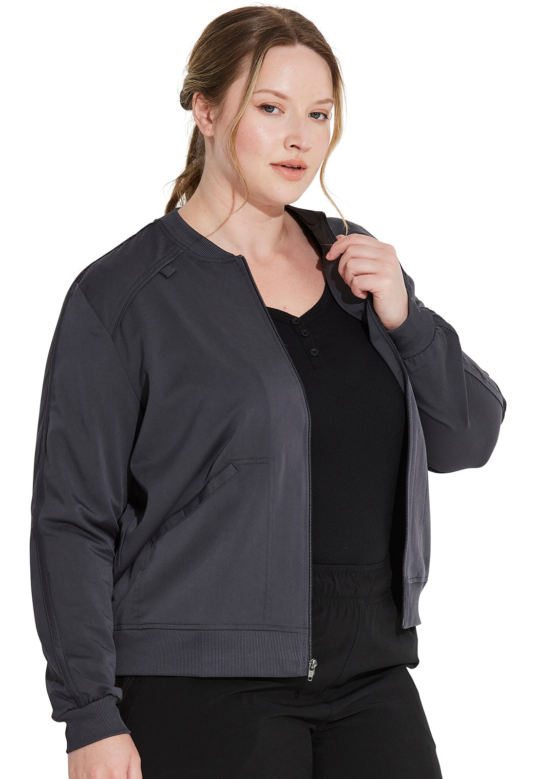 Balance DK365 Zip Front Jacket Pewter Model Image Left Side | Dickies