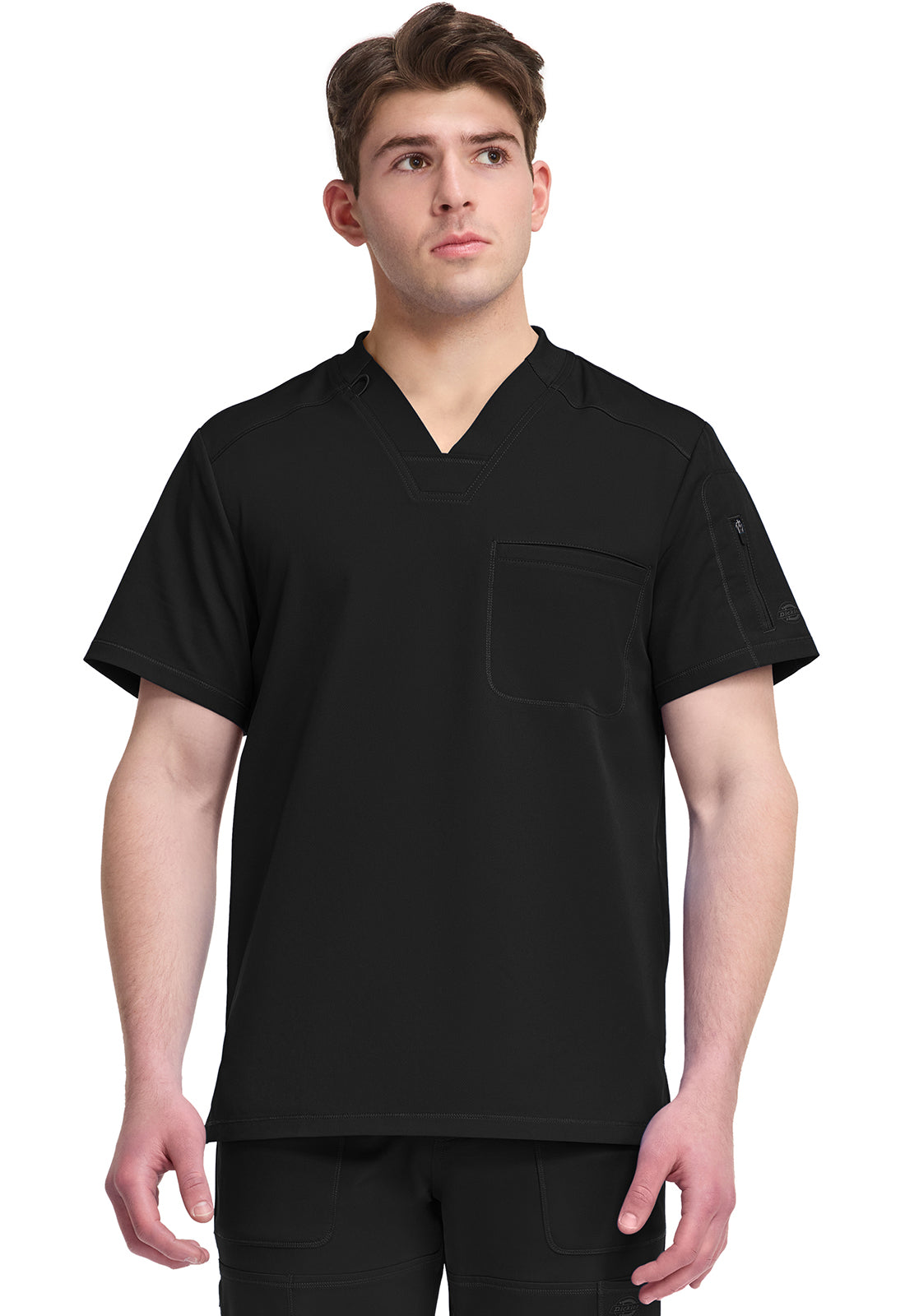 Dynamix DK610 Men's Tuckable V-Neck Scrub Top Black