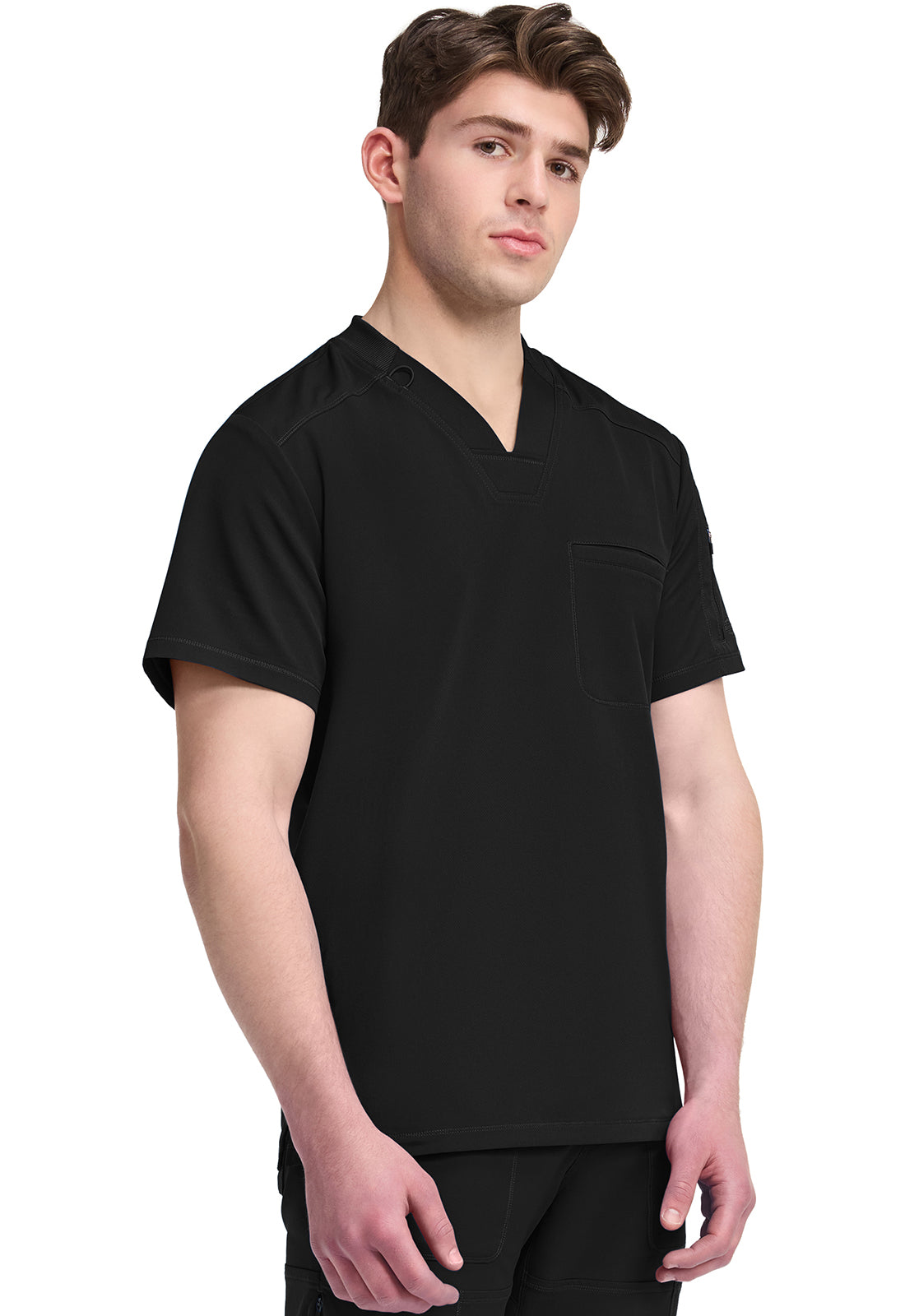 Dynamix DK610 Men's Tuckable V-Neck Scrub Top Black