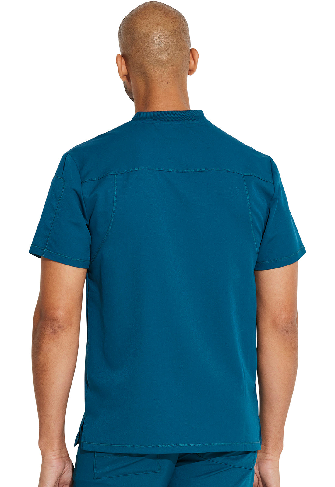 Dynamix DK610 Men's Tuckable V-Neck Top Caribbean Blue Model Image Back | Dickies