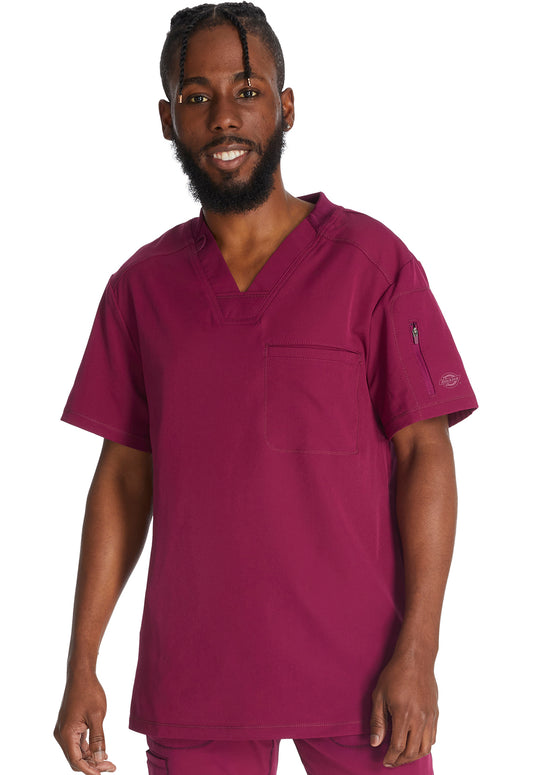 Dynamix DK610 Men's Tuckable V-Neck Top Wine Model Image Front | Dickies