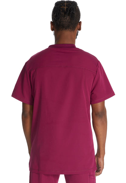 Dynamix DK610 Men's Tuckable V-Neck Top Wine Model Image Back | Dickies