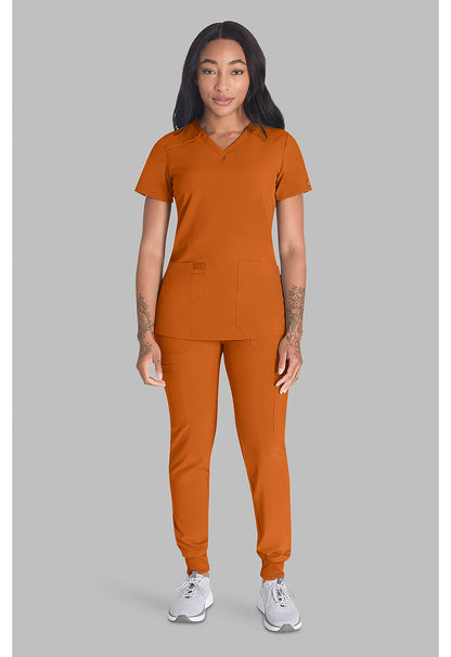EDS Essentials DK615 Women's V-Neck Scrub Top Apricot Orange
