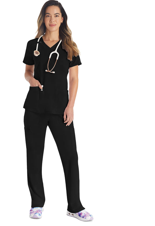 EDS Essentials DK615 Women's V-Neck Scrub Top Black