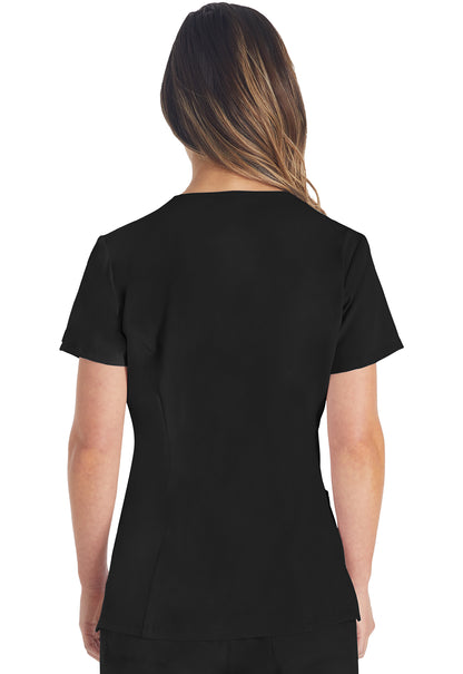 EDS Essentials DK615 V-Neck Top Black Model Image Back | Dickies