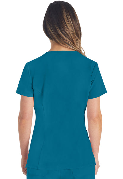 EDS Essentials DK615 V-Neck Top Caribbean Blue Model Image Back | Dickies