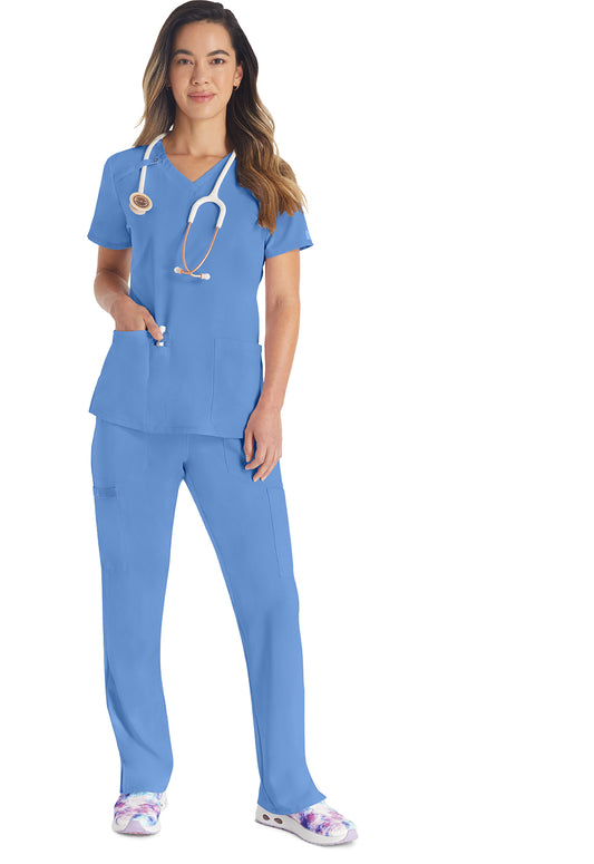 EDS Essentials DK615 Women's V-Neck Scrub Top Ciel