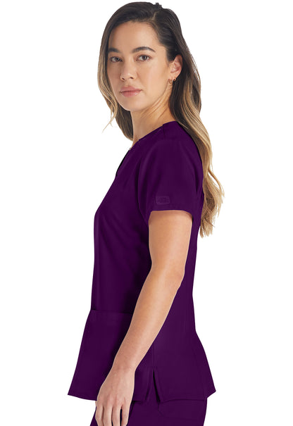 EDS Essentials DK615 V-Neck Top Eggplant Model Image Right Side | Dickies