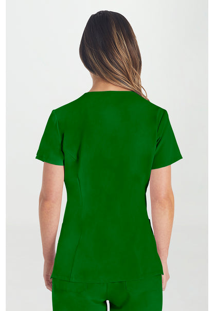 EDS Essentials DK615 Women's V-Neck Scrub Top Fern Green