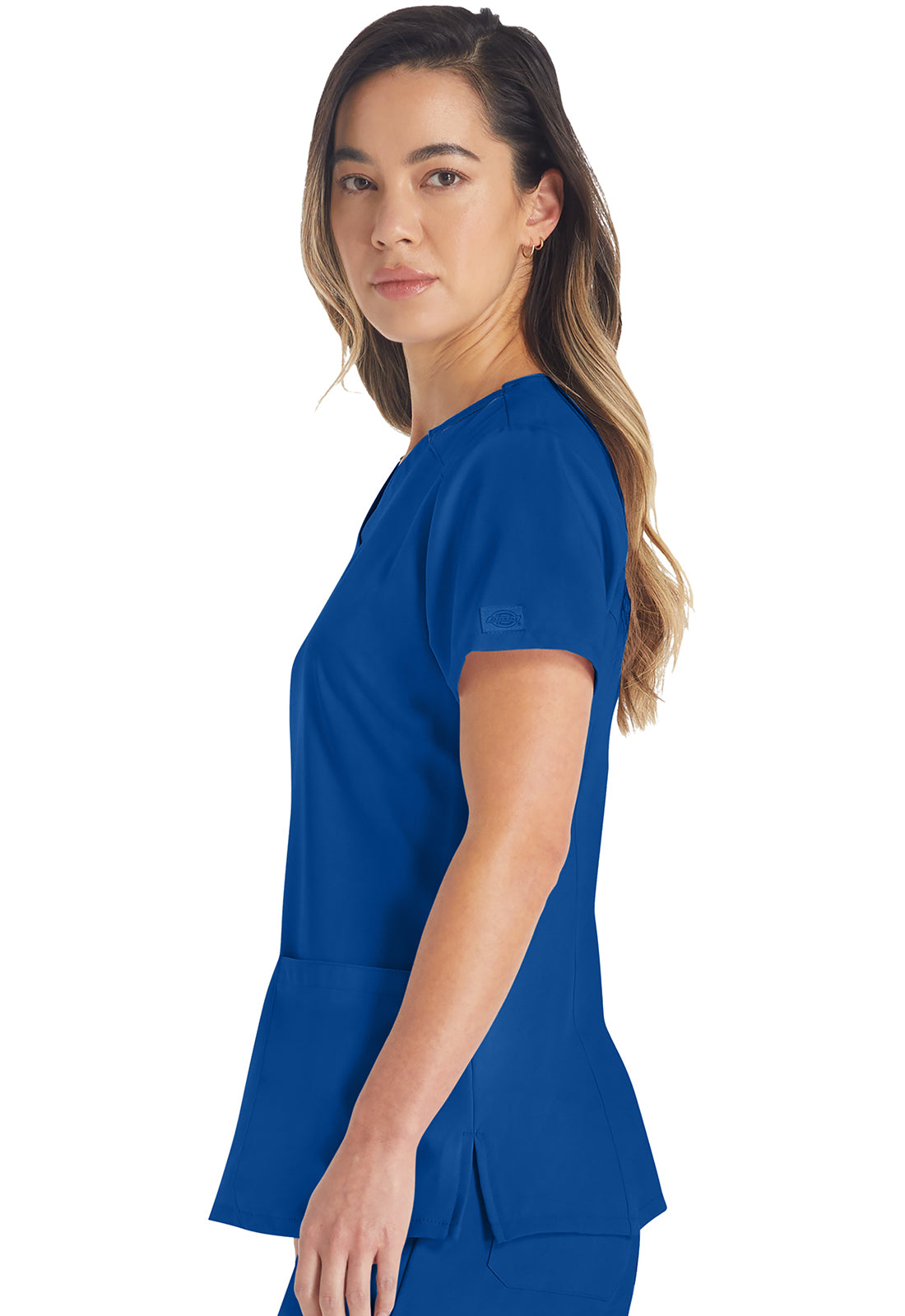 EDS Essentials DK615 V-Neck Top Galaxy Blue Model Image Right Side | Dickies