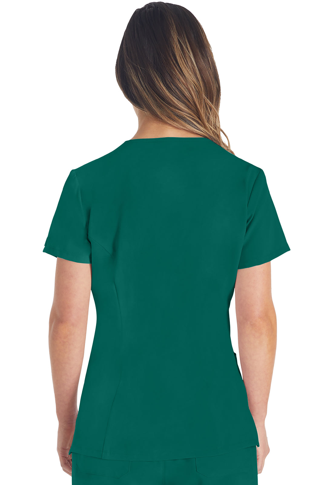 EDS Essentials DK615 V-Neck Top Hunter Green Model Image Back | Dickies