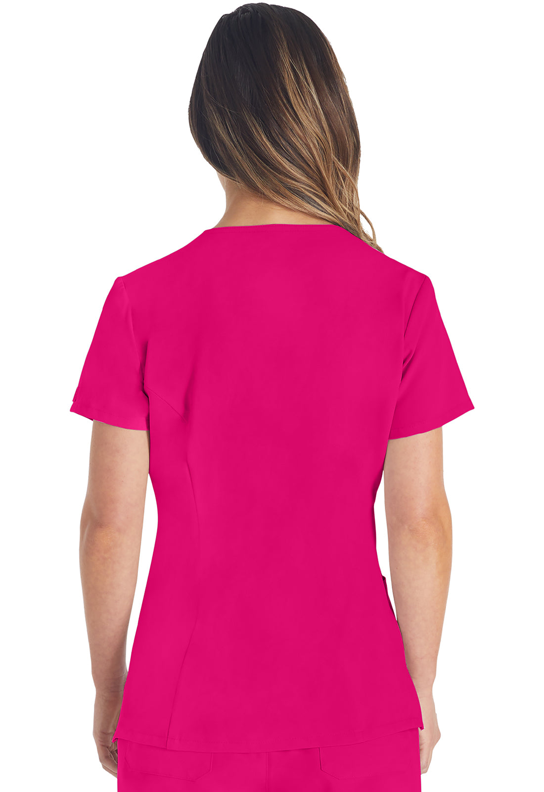 EDS Essentials DK615 V-Neck Top Hot Pink Model Image Back | Dickies