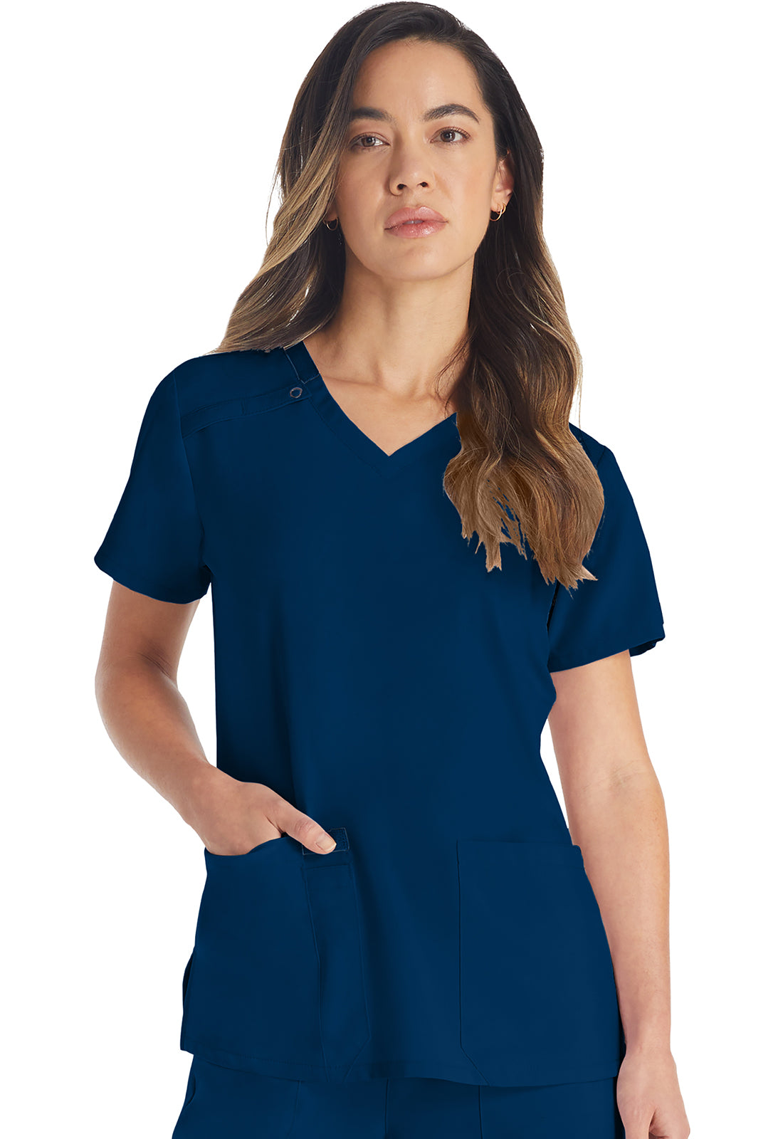 EDS Essentials DK615 V-Neck Top Navy Model Image Front | Dickies