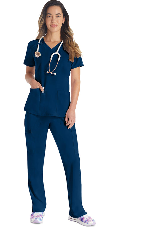 EDS Essentials DK615 Women's V-Neck Scrub Top Navy
