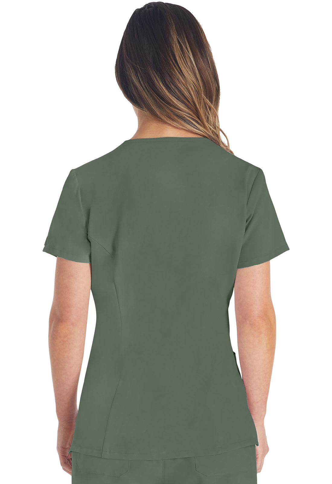 EDS Essentials DK615 V-Neck Top Olive Model Image Back | Dickies