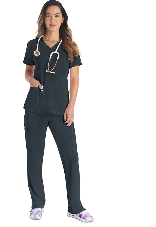 EDS Essentials DK615 Women's V-Neck Scrub Top Pewter